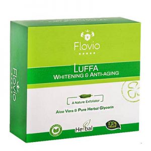 صابون گلیسیرینه لوفا حاوی آلوئه ورا فلوویو Flovio Luffa Whitening & Anti-aging Soap -Aloe Vera & Pure Herbal Glycerin 100 gr