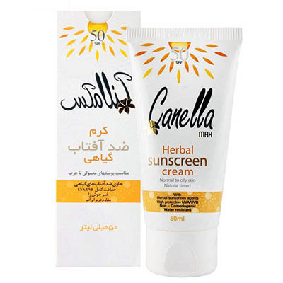 کرم پودر ضدآفتاب ضدآب بژ روشن کنلامکس Canella Max Herbal SunScreen Cream Nomral to Oily Skin 50