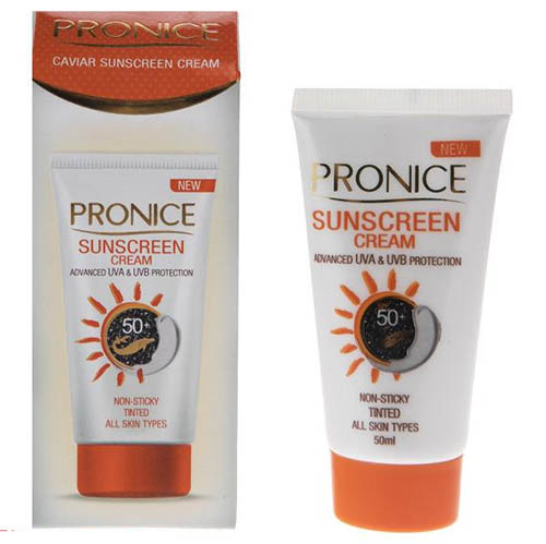 کرم ضدآفتاب 50 اس پی اف خاویار بژ متوسط طبیعی پرونایس Pronice 50SPF Sunscreen Tinted Cream 50ml