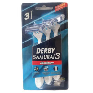تیغ خودتراش اصلاح مو ( ژیلت ) دربی 3 لبه پلاتینیوم مدل سامورایی 3 عددی Derby Samruai 3 Blade Shave Blade Pack Of 3