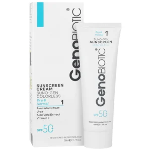 کرم ضد آفتاب پوست خشک بی‌رنگ SPF50 ژنو بایوتیک