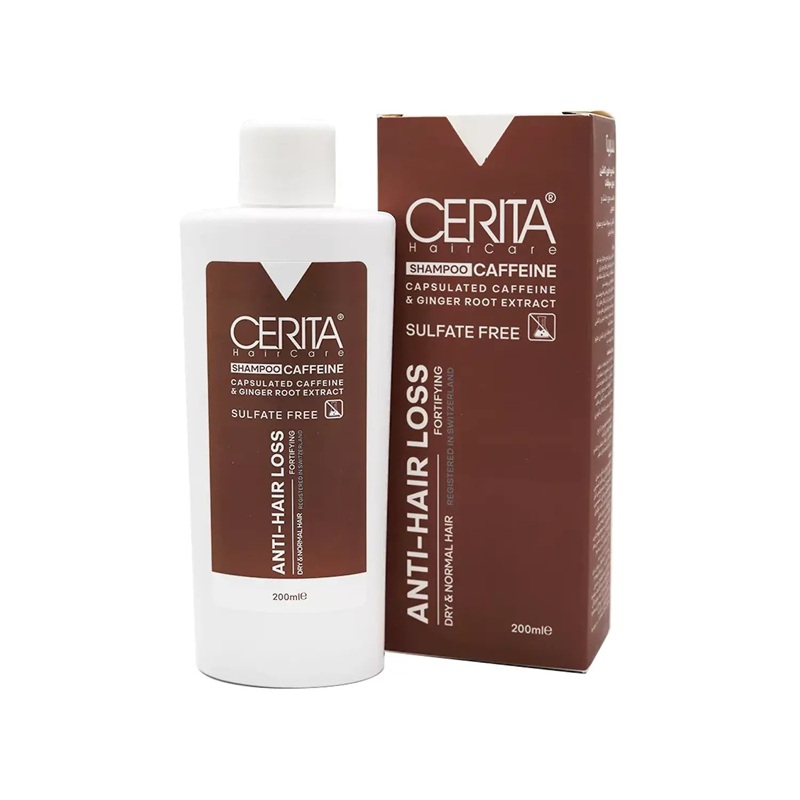 شامپو کافئین سریتا فاقد سولفات حجم 200mL شامپو کافئین سریتا فاقد سولفات