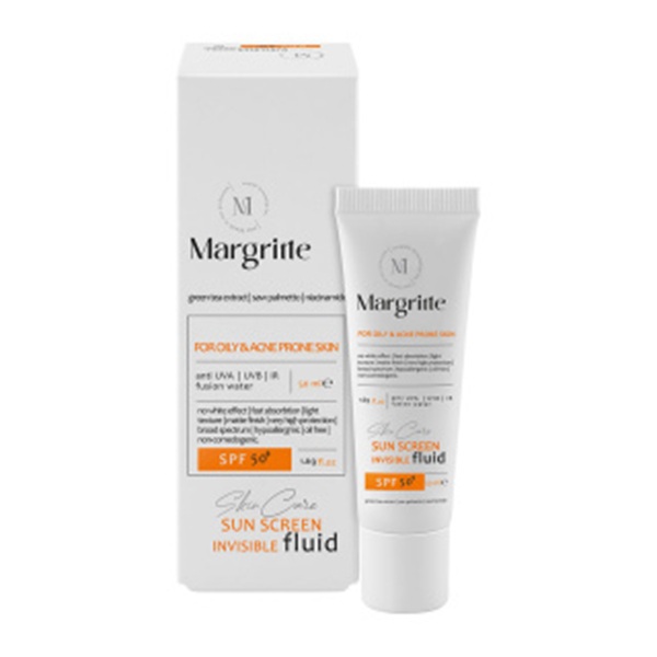 فلوئید ضد آفتاب بی رنگ مارگریت مناسب پوست خشک و نرمال SPF50 حجم 50mL فلوئید ضد آفتاب بی رنگ مارگریت مناسب پوست خشک