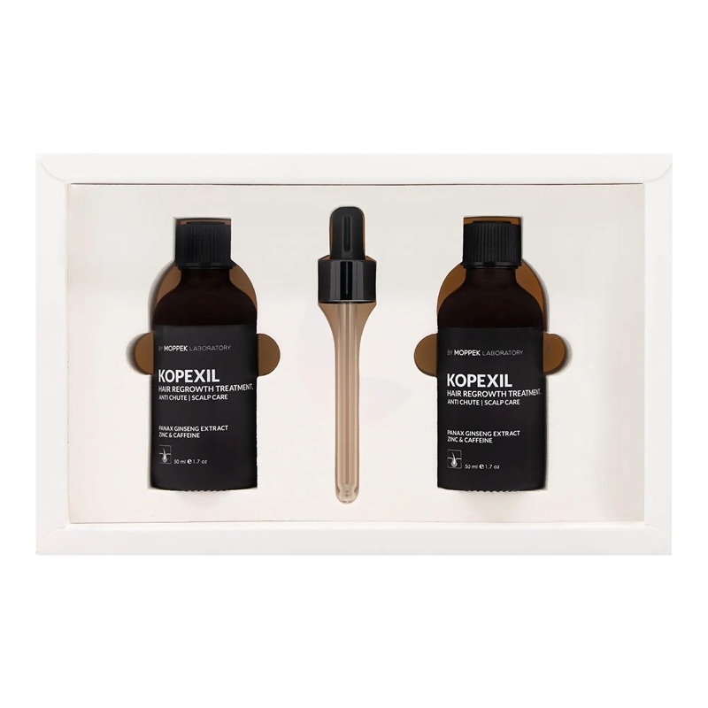 لوسیون تقویت کننده مو کوپکسیل موپک حجم 50mL پک دوعددی لوسیون تقویت کننده و محرک رشد مو موپک مدل کوپکسیل