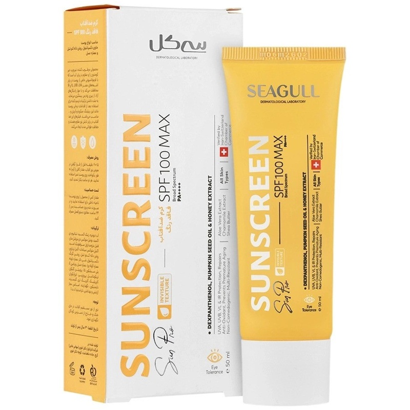 کرم ضد آفتاب بی رنگ سی گل حاوی SPF100 حجم 50mL کرم ضد آفتاب بی رنگ سی گل حاوی SPF100