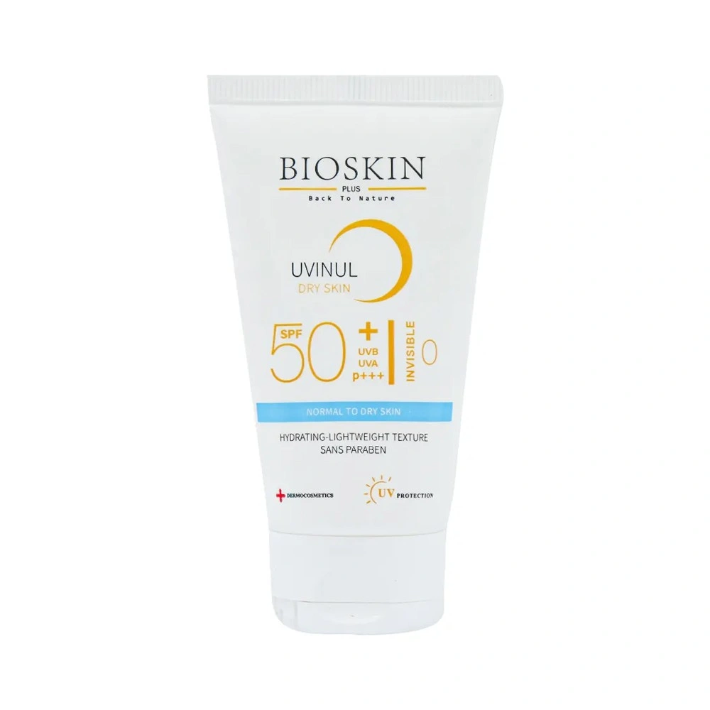 کرم ضد آفتاب بی رنگ بایو اسکین مناسب پوست خشک حجم 40mL کرم ضد آفتاب بی رنگ بایو اسکین مناسب پوست خشک