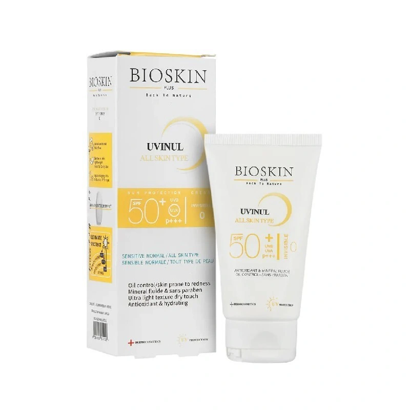 کرم ضد آفتاب بی رنگ بایو اسکین مناسب پوست چرب حجم 40mL کرم ضد آفتاب بی رنگ بایو اسکین مناسب پوست چرب