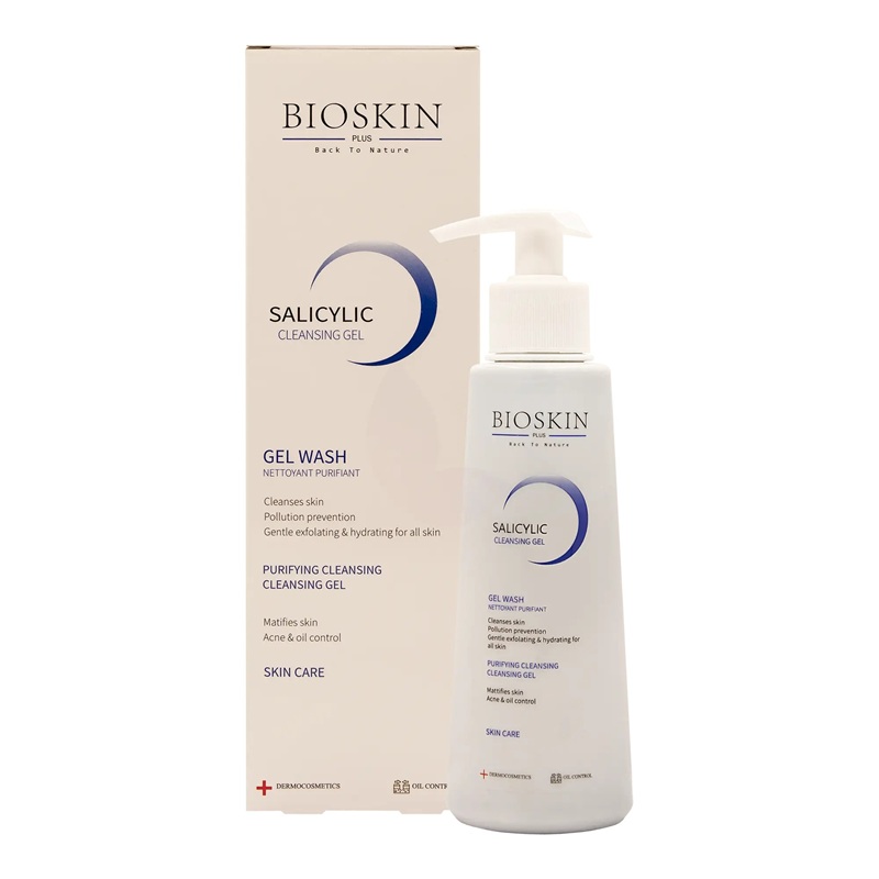 ژل شستشو صورت بایو اسکین مدل سالیسیلیک اسید حجم 200mL ژل شستشو صورت بایو اسکین مدل سالیسیلیک اسید
