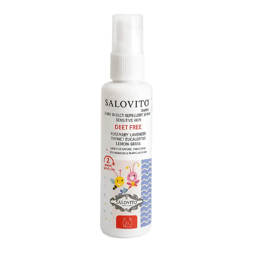 اسپری دافع حشرات سالوویتو مناسب کودک بالا یکسال حجم 50mL اسپری دافع حشرات سالوویتو مناسب کودک بالا یکسال